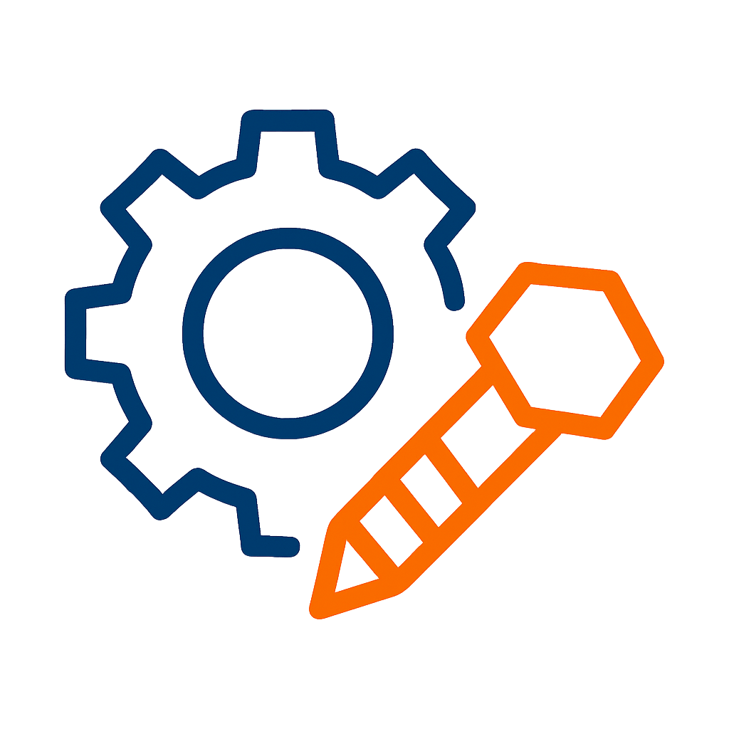 Impianti- icona con ingranaggio e bullone